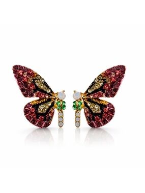 New! Gemstone Butterfly Post Earrings Set (1075)